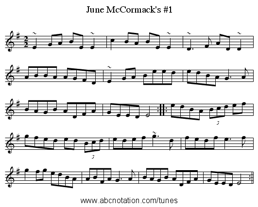 June McCormack's #1 - staff notation