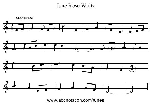 June Rose Waltz - staff notation