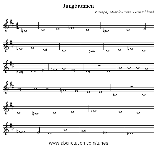 Jungbrunnen - staff notation