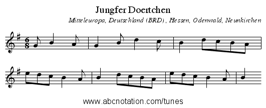 Jungfer Doertchen - staff notation