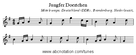 Jungfer Doertchen - staff notation