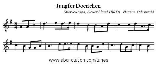 Jungfer Doertchen - staff notation