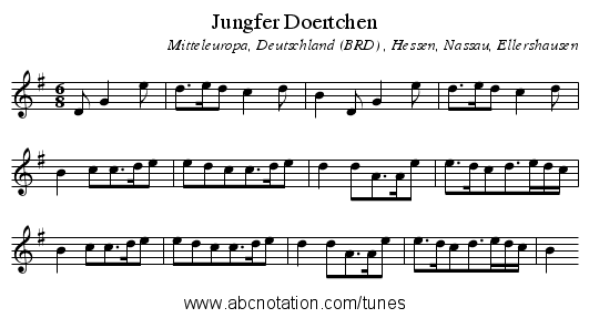 Jungfer Doertchen - staff notation