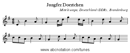 Jungfer Doertchen - staff notation