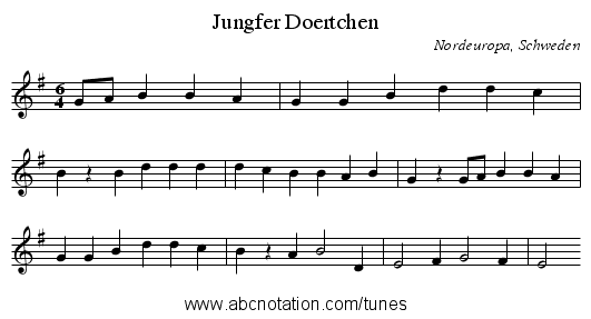 Jungfer Doertchen - staff notation
