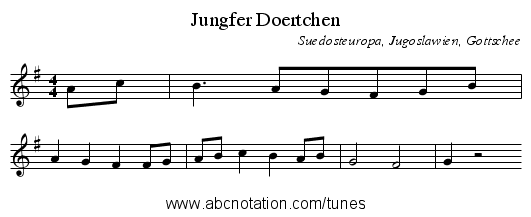 Jungfer Doertchen - staff notation