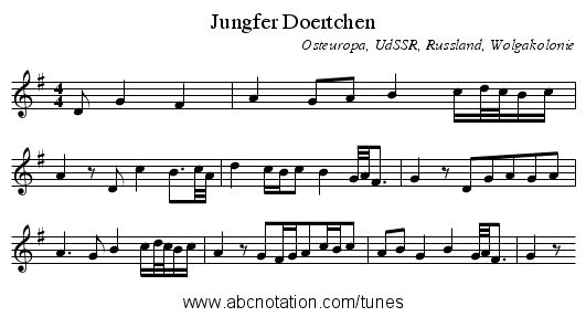 Jungfer Doertchen - staff notation