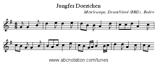 Jungfer Doertchen - staff notation