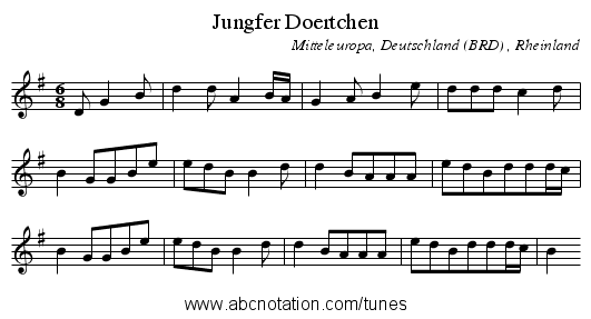 Jungfer Doertchen - staff notation