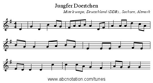 Jungfer Doertchen - staff notation