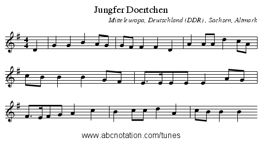 Jungfer Doertchen - staff notation