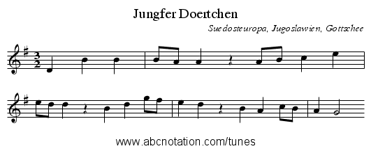 Jungfer Doertchen - staff notation