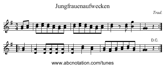 Jungfrauenaufwecken - staff notation
