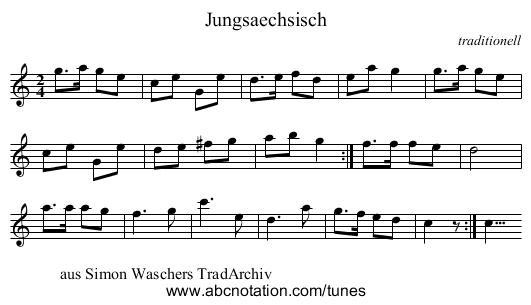 Jungsaechsisch - staff notation