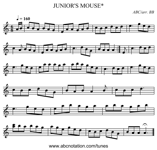 JUNIOR'S MOUSE* - staff notation