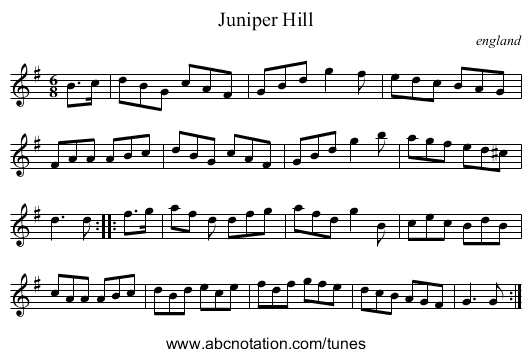 Juniper Hill - staff notation