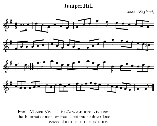 Juniper Hill - staff notation