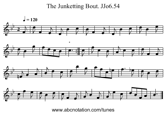 Junketting Bout. JJo6.54, The - staff notation