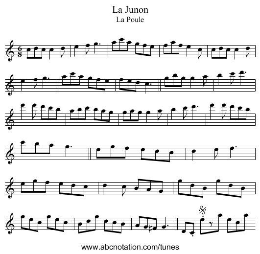 Junon, La - staff notation