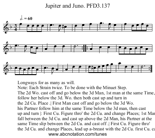 Jupiter and Juno. PFD3.137 - staff notation