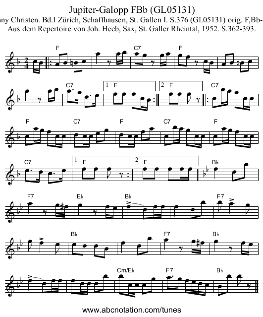 Jupiter-Galopp FBb (GL05131) - staff notation