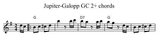 Jupiter-Galopp GC 2+ chords - staff notation