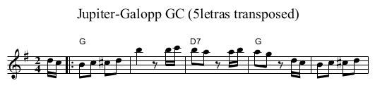 Jupiter-Galopp GC (5letras transposed) - staff notation