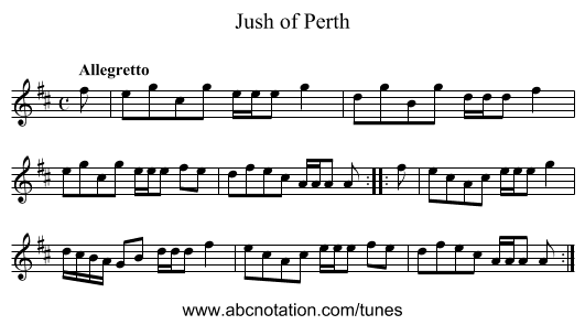 Jush of Perth - staff notation