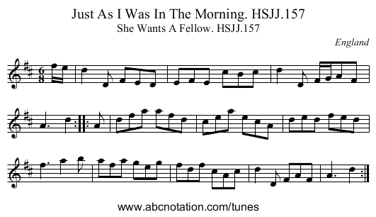 Just As I Was In The Morning. HSJJ.157 - staff notation