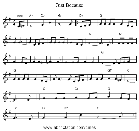 Just Because - staff notation