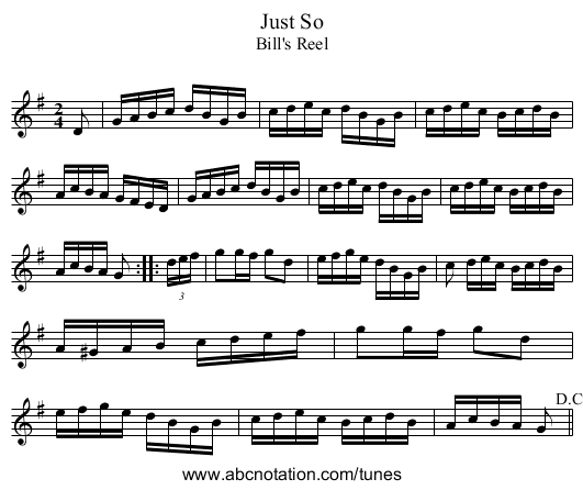 Just So - staff notation