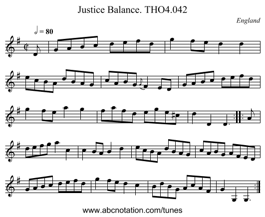 Justice Balance. THO4.042 - staff notation