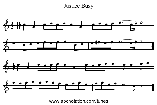 Justice Busy - staff notation