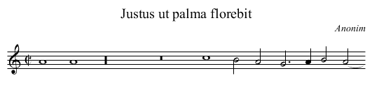 Justus ut palma florebit - staff notation