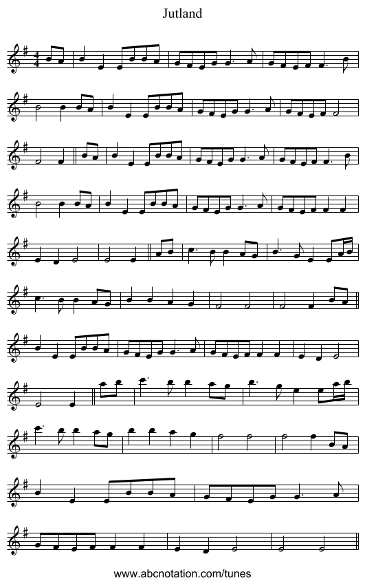 Jutland - staff notation