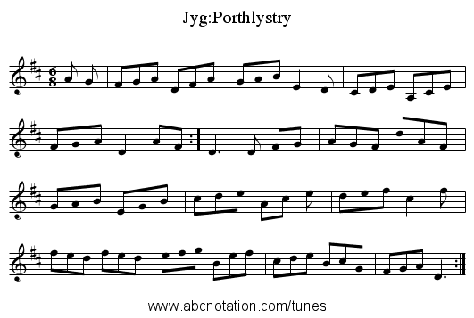 Jyg:Porthlystry - staff notation