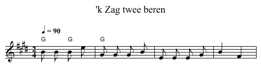 'k Zag twee beren - staff notation