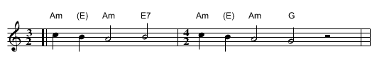 Kad ja poỌh na Bemba&scaron;u, - staff notation