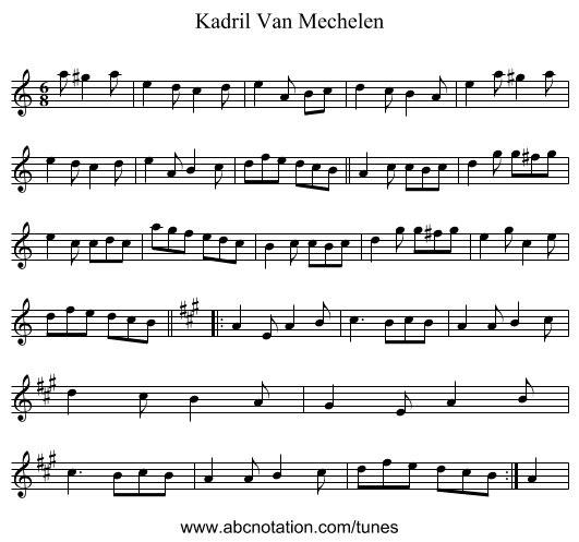 Kadril Van Mechelen - staff notation