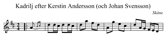Kadrilj efter Kerstin Andersson (och Johan Svensson) - staff notation