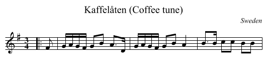 Kaffelåten (Coffee tune) - staff notation