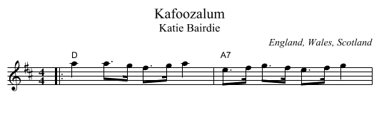 Kafoozalum - staff notation