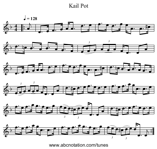 Kail Pot - staff notation