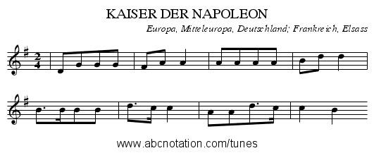 KAISER DER NAPOLEON - staff notation