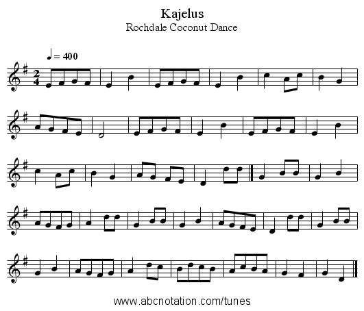 Kajelus - staff notation