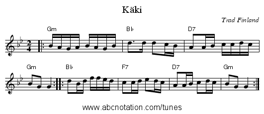 K&auml;ki - staff notation