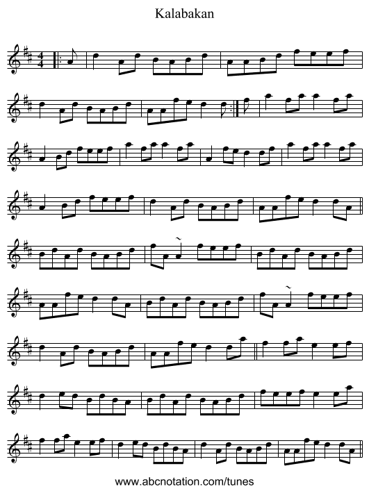 Kalabakan - staff notation