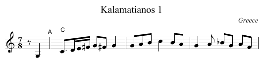 Kalamatianos 1 - staff notation
