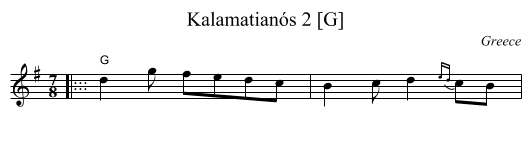 Kalamatian&oacute;s 2 [G] - staff notation