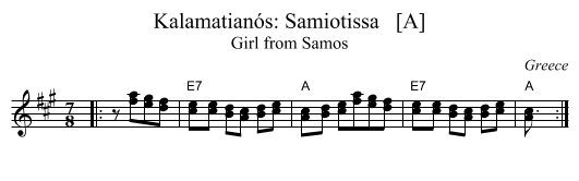 Kalamatian&oacute;s: Samiotissa   [A] - staff notation